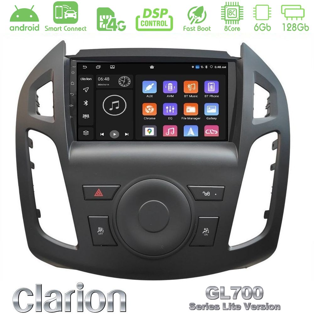 Clarion GL700 Lite Series 8Core Android ClarionOS 6+128GB Ford Transit Connect Navigation Multimedia Tablet 9" Με Carplay & Android Auto