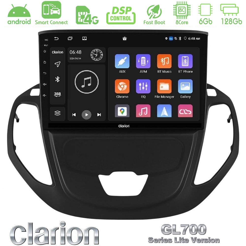 Clarion GL700 Lite Series 8Core Android ClarionOS 6+128GB Ford Transit Courier 2015-2023 Navigation Multimedia Tablet 9" Με Carplay & Android Auto