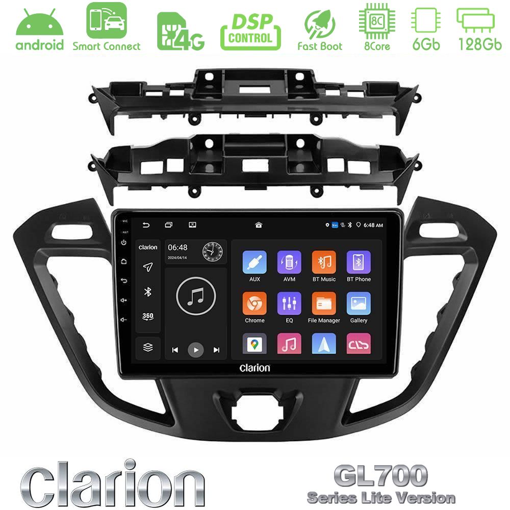 Clarion GL700 Lite Series 8Core Android ClarionOS 6+128GB Ford Transit Custom/Tourneo Custom Navigation Multimedia Tablet 9" Με Carplay & Android Auto