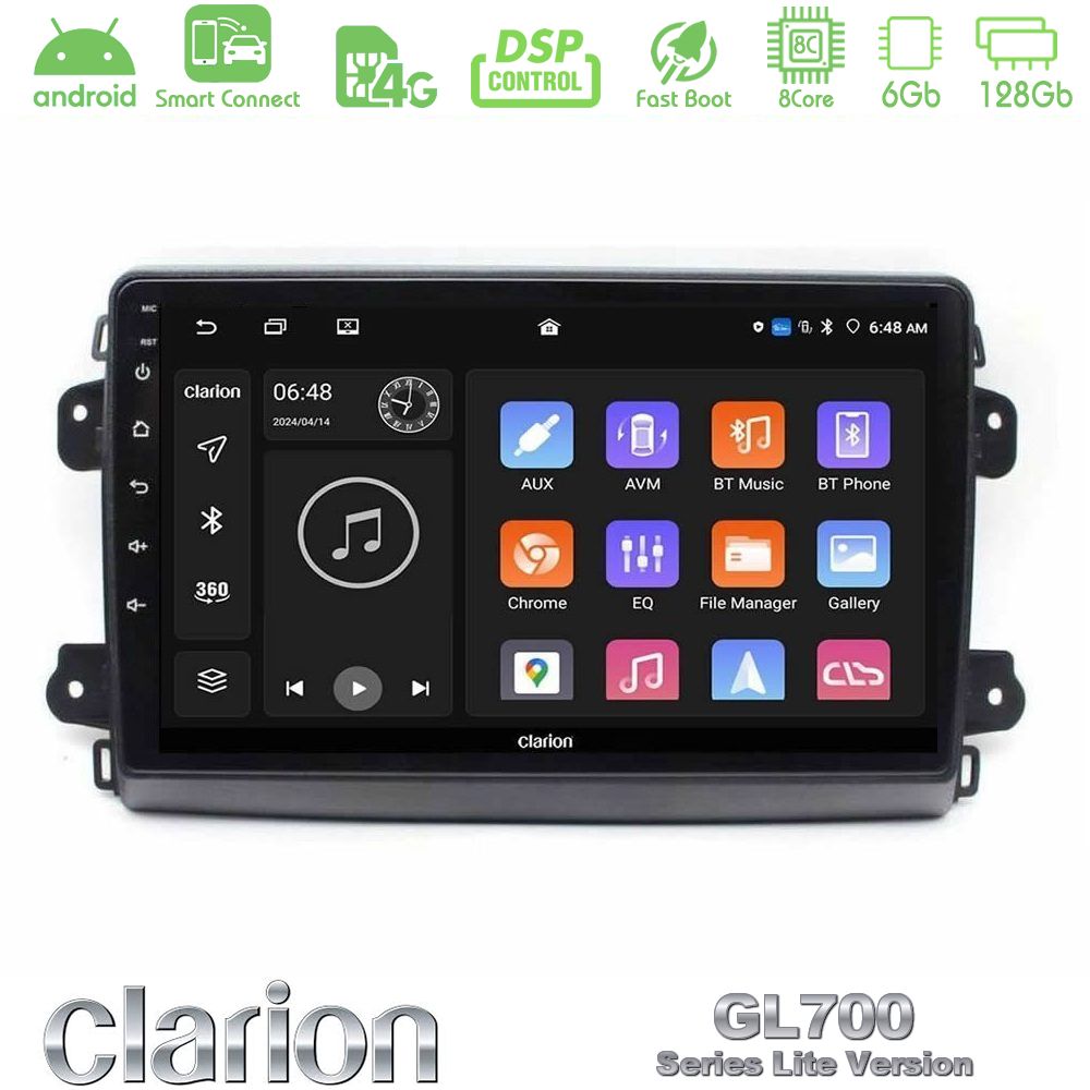 Clarion GL700 Lite Series 8Core Android ClarionOS 6+128GB Citroen/Fiat/Opel Navigation Multimedia Tablet 9" Με Carplay & Android Auto