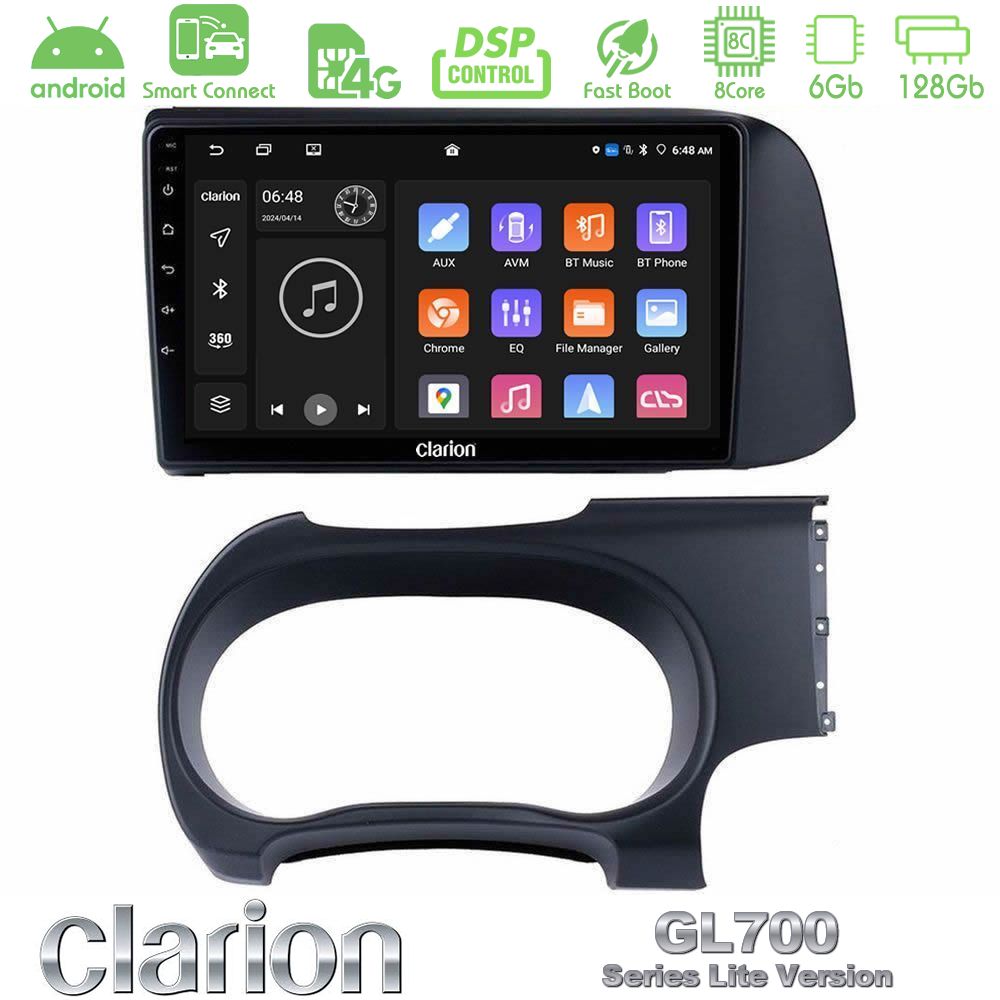 Clarion GL700 Lite Series 8Core Android ClarionOS 6+128GB Hyundai i10 Navigation Multimedia Tablet 9" Με Carplay & Android Auto