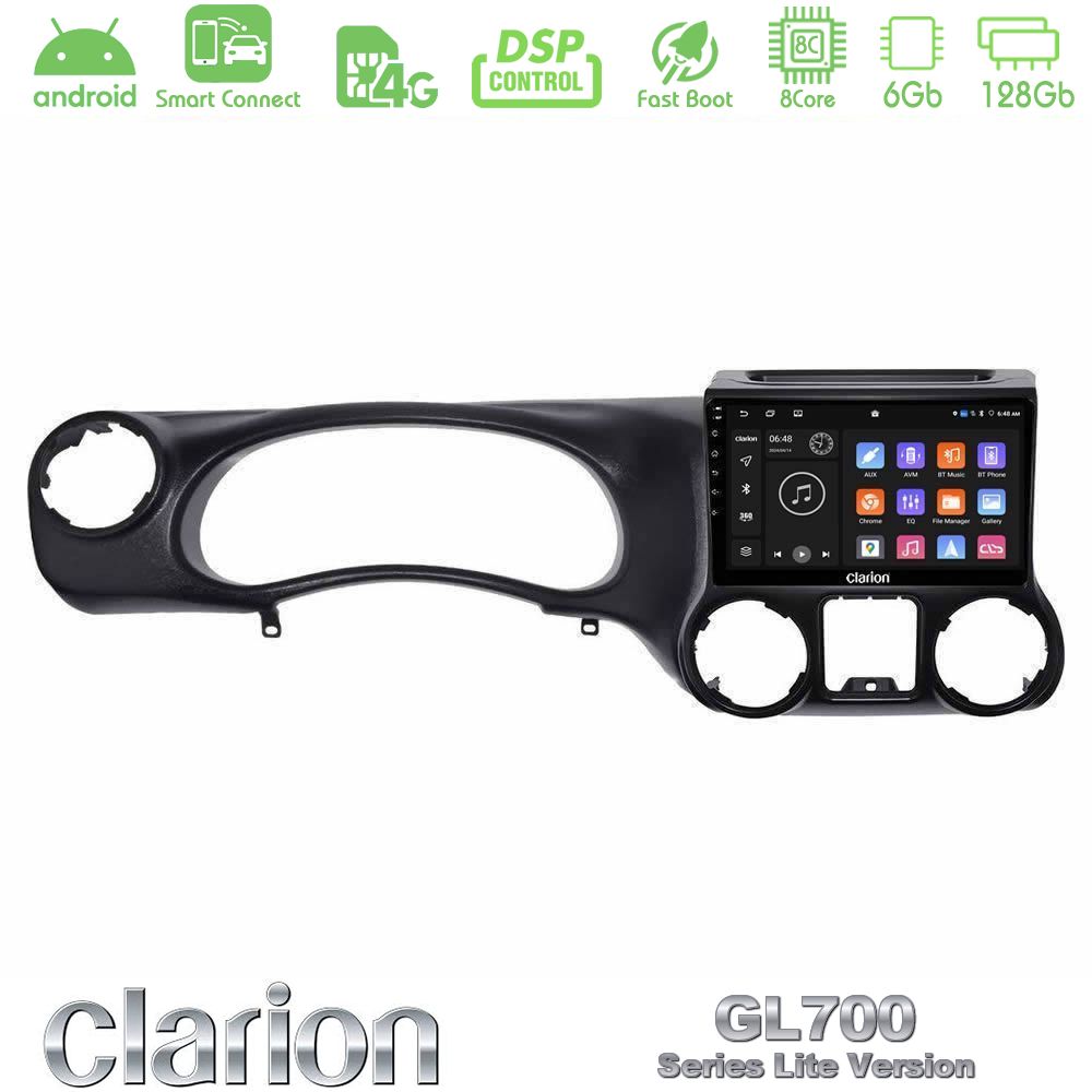 Clarion GL700 Lite Series 8Core Android ClarionOS 6+128GB Jeep Wrangler 2011-2014 Navigation Multimedia Tablet 10" Με Carplay & Android Auto