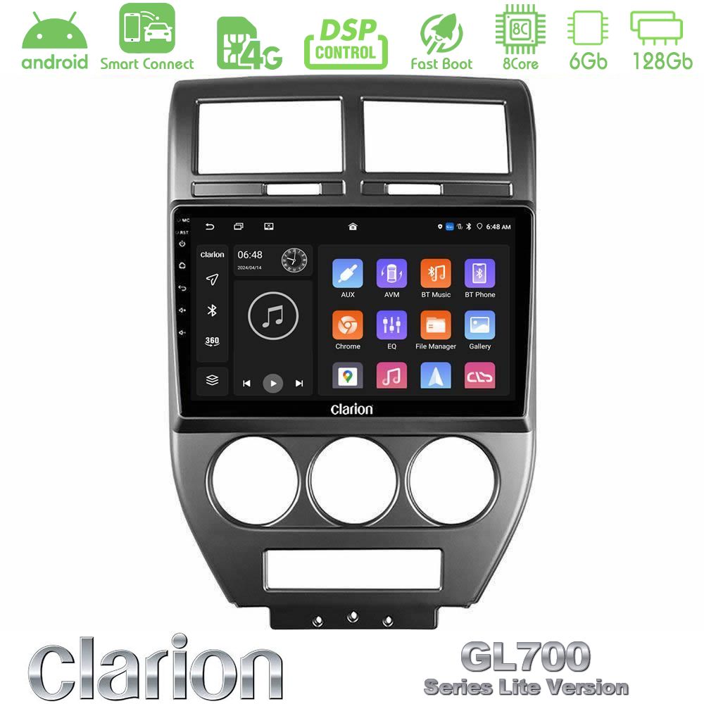 Clarion GL700 Lite Series 8Core Android ClarionOS 6+128GB Jeep Compass/Patriot 2007-2008 Navigation Multimedia Tablet 10" Με Carplay & Android Auto
