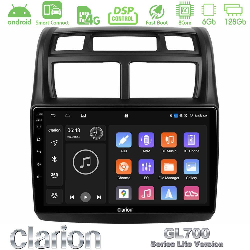 Clarion GL700 Lite Series 8Core Android ClarionOS 6+128GB Kia Sportage 2008-2011 Navigation Multimedia Tablet 9" Με Carplay & Android Auto