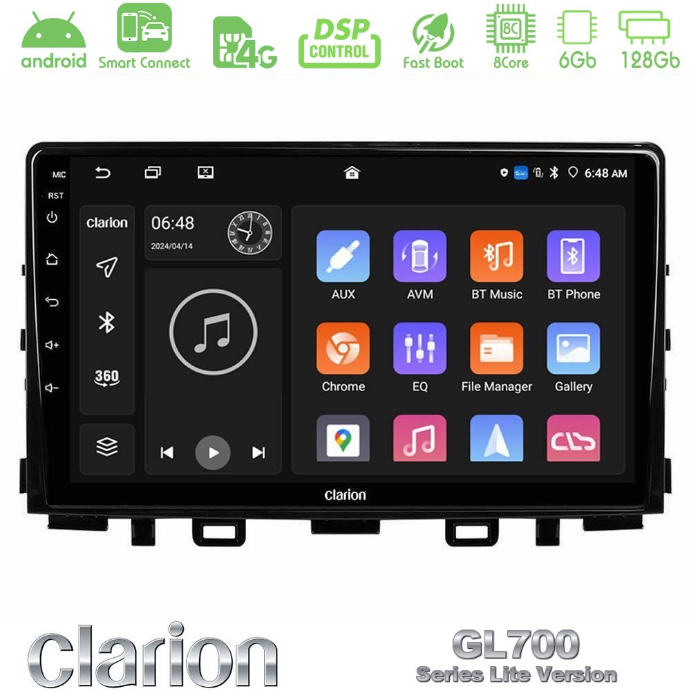 Clarion GL700 Lite Series 8Core Android ClarionOS 6+128GB Kia Stonic Navigation Multimedia Tablet 9" Με Carplay & Android Auto