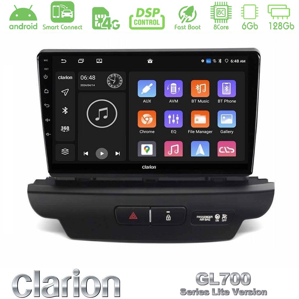 Clarion GL700 Lite Series 8Core Android ClarionOS 6+128GB Kia Ceed 2018-2023 Navigation Multimedia Tablet 9" Με Carplay & Android Auto (Low Version)