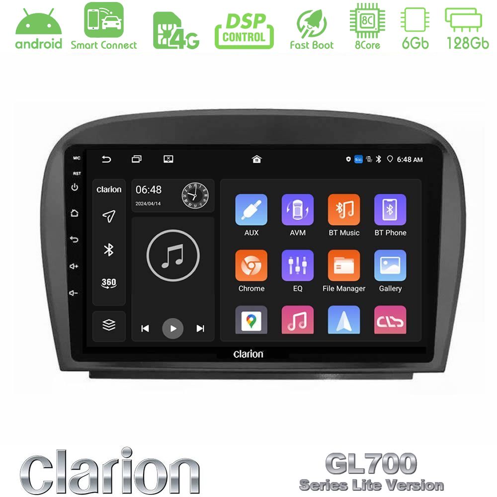 Clarion GL700 Lite Series 8Core Android ClarionOS 6+128GB Mercedes SL Class 2005-2011 Navigation Multimedia Tablet 9" Με Carplay & Android Auto