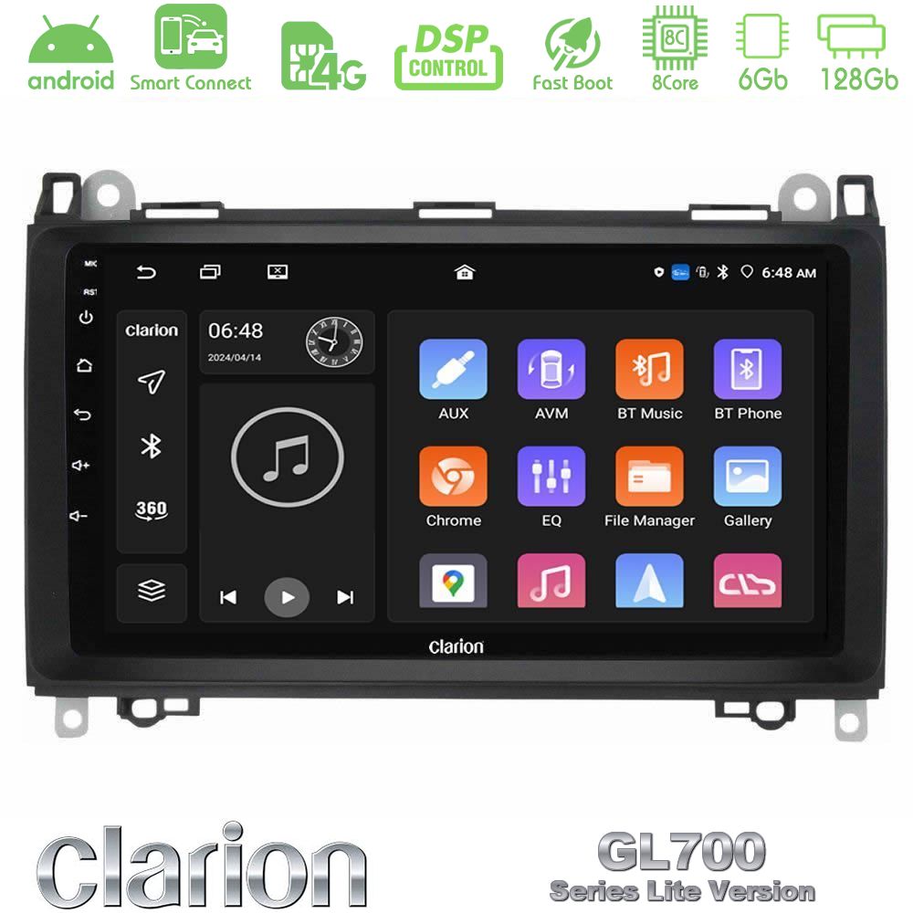 Clarion GL700 Lite Series 8Core Android ClarionOS 6+128GB Mercedes A/B/Vito/Sprinter Class Navigation Multimedia Tablet 9" Με Carplay & Android Auto
