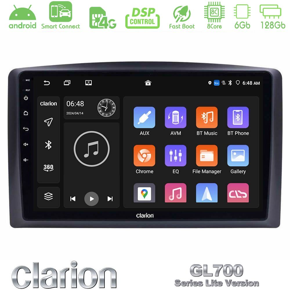 Clarion GL700 Lite Series 8Core Android ClarionOS 6+128GB Mercedes Vito 2015-2021 Navigation Multimedia Tablet 10" Με Carplay & Android Auto
