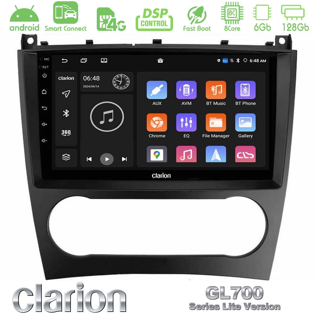 Clarion GL700 Lite Series 8Core Android ClarionOS 6+128GB Mercedes W203 Facelift Navigation Multimedia Tablet 9" Με Carplay & Android Auto