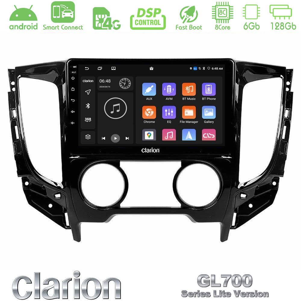 Clarion GL700 Lite Series 8Core Android ClarionOS 6+128GB Mitsubishi L200 2016-> & Fiat Fullback (Manual A/C) Navigation Multimedia Tablet 9" Με Carplay & Android Auto