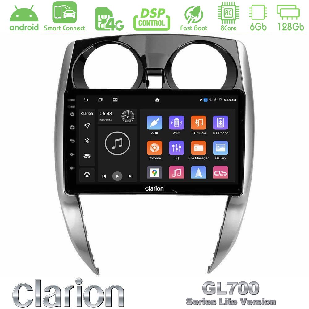 Clarion GL700 Lite Series 8Core Android ClarionOS 6+128GB Nissan Note 2013-2018 Navigation Multimedia Tablet 10" Με Carplay & Android Auto