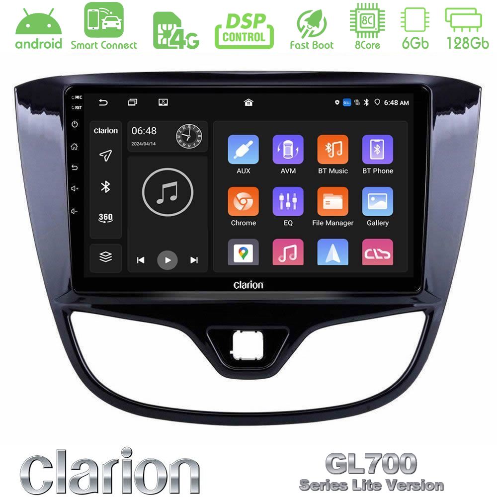 Clarion GL700 Lite Series 8Core Android ClarionOS 6+128GB Opel Karl 2017-2019 Navigation Multimedia Tablet 9" Με Carplay & Android Auto