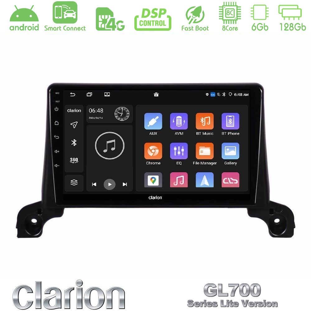 Clarion GL700 Lite Series 8Core Android ClarionOS 6+128GB Peugeot 3008/5008 2017-2023 Navigation Multimedia Tablet 9" Με Carplay & Android Auto