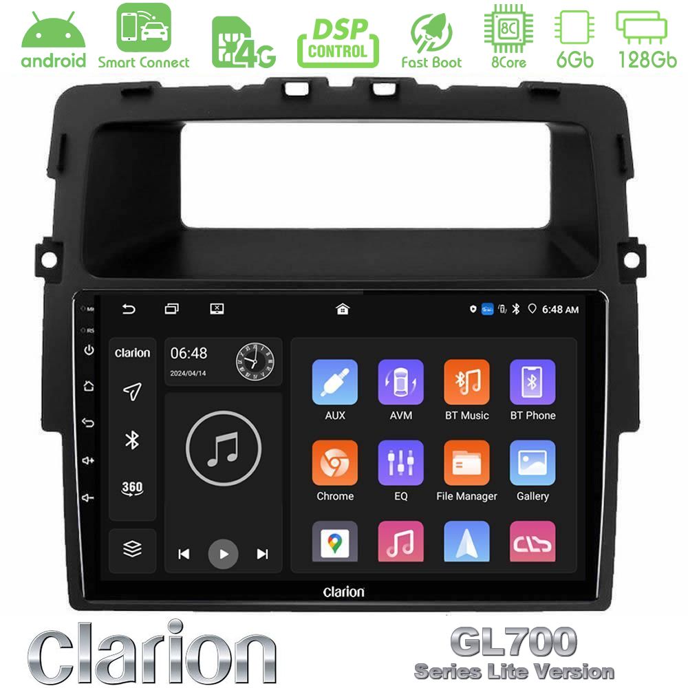 Clarion GL700 Lite Series 8Core Android ClarionOS 6+128GB Renault/Nissan/Opel Navigation Multimedia Tablet 10" Με Carplay & Android Auto