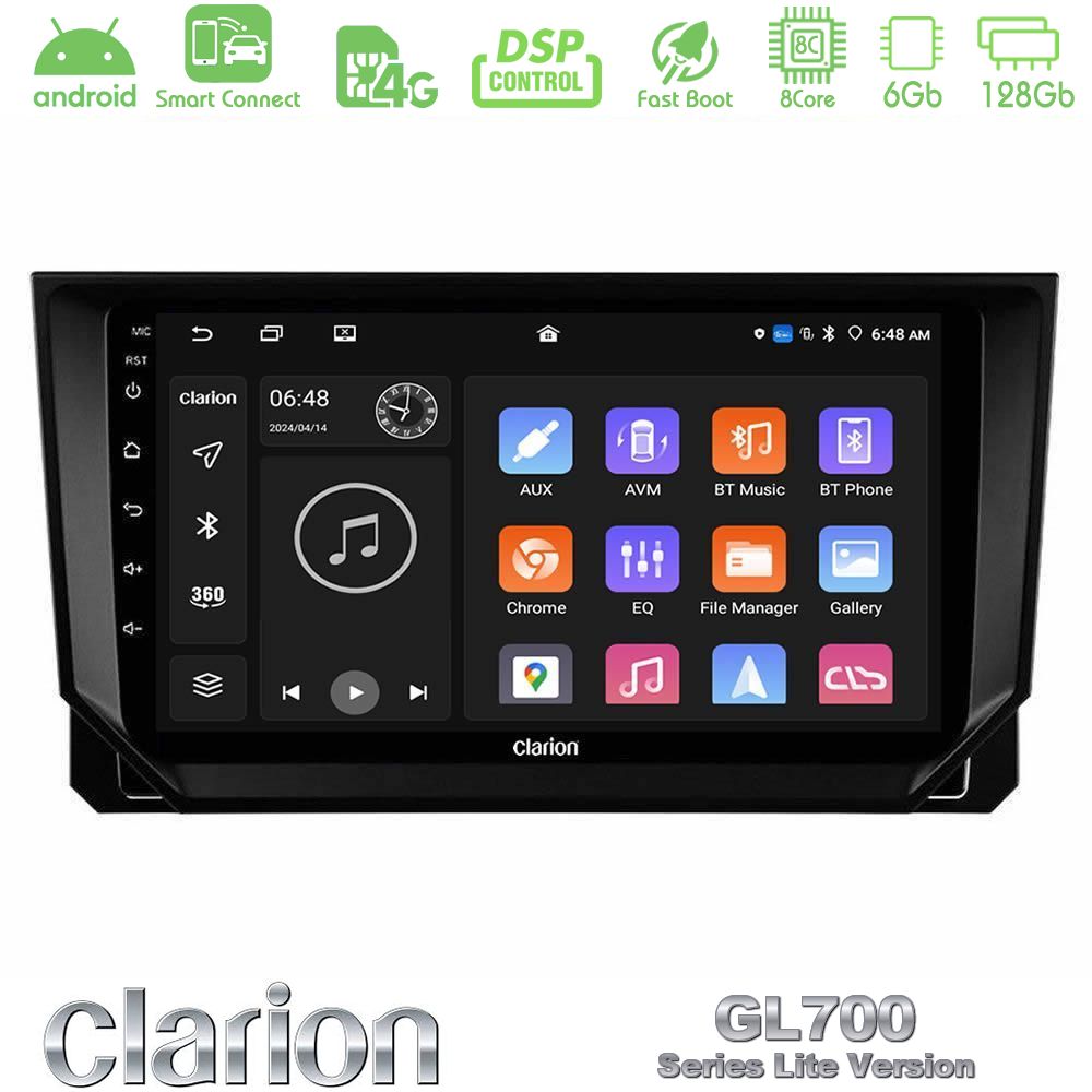 Clarion GL700 Lite Series 8Core Android ClarionOS 6+128GB Seat Arona/Ibiza Navigation Multimedia Tablet 9" Με Carplay & Android Auto