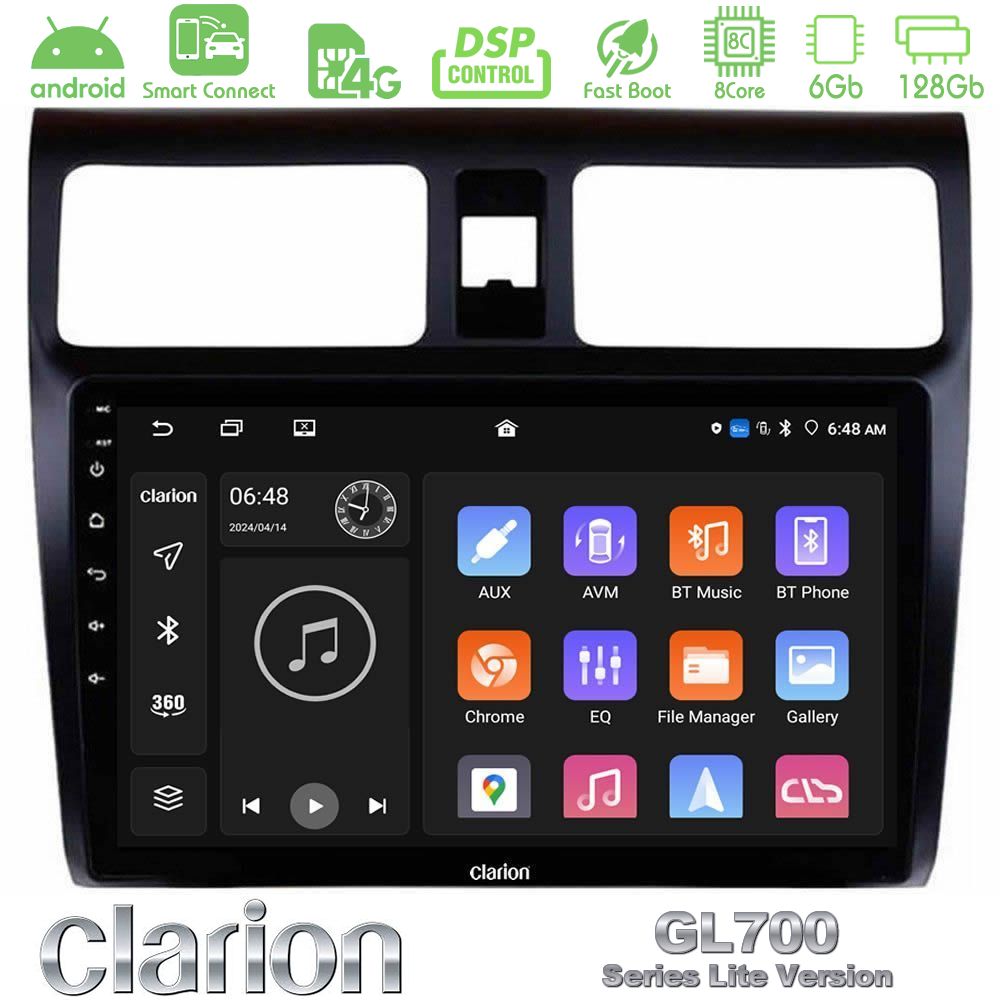 Clarion GL700 Lite Series 8Core Android ClarionOS 6+128GB Suzuki Swift 2005-2010 Navigation Multimedia Tablet 10" Με Carplay & Android Auto