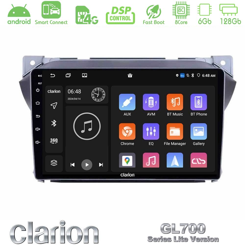 Clarion GL700 Lite Series Suzuki Alto & Nissan Pixo 8Core Android ClarionOS 6+128GB Navigation Multimedia Tablet 9" Με Carplay & Android Auto