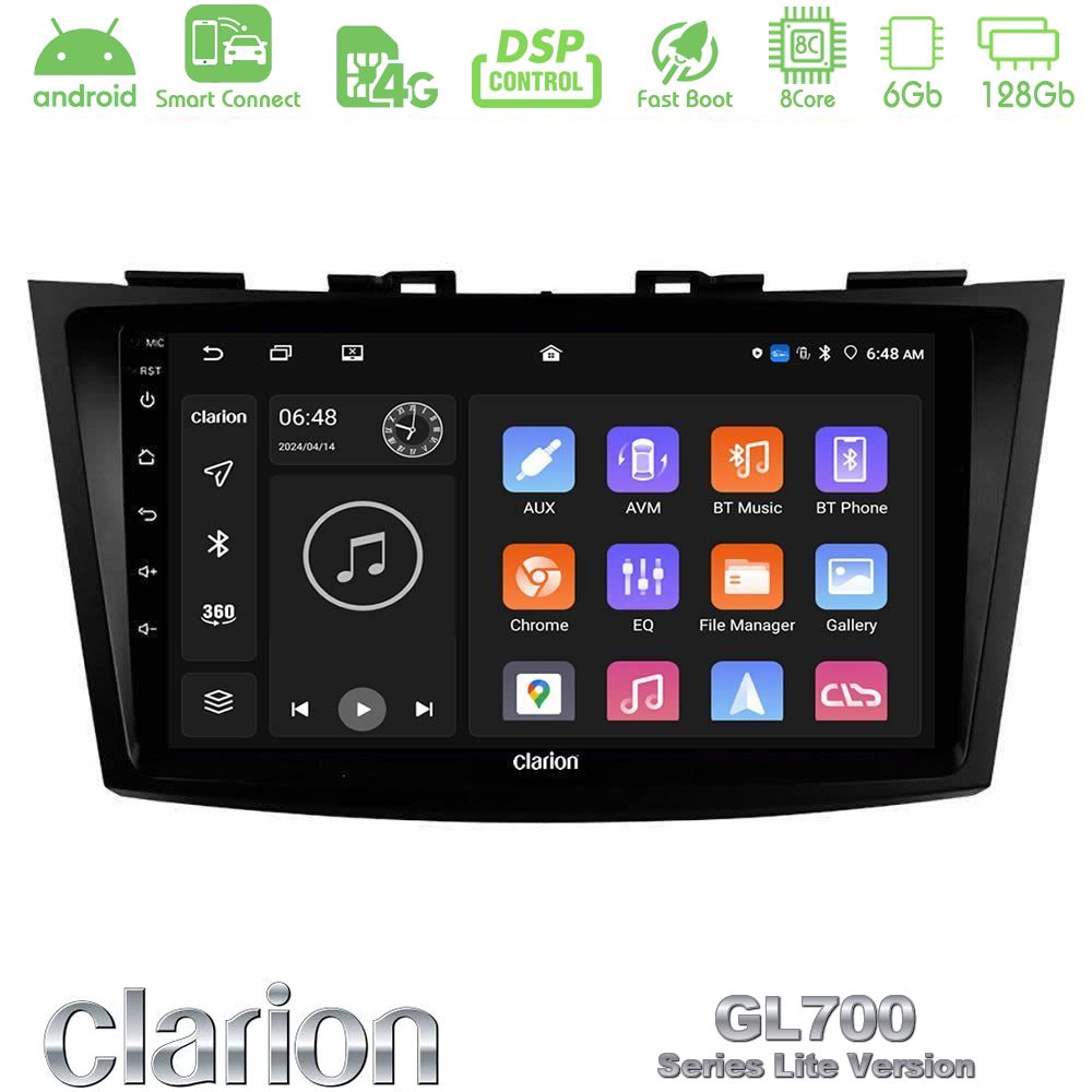 Clarion GL700 Lite Series 8Core Android ClarionOS 6+128GB Suzuki Swift 2011-2016 Navigation Multimedia Tablet 9" Με Carplay & Android Auto