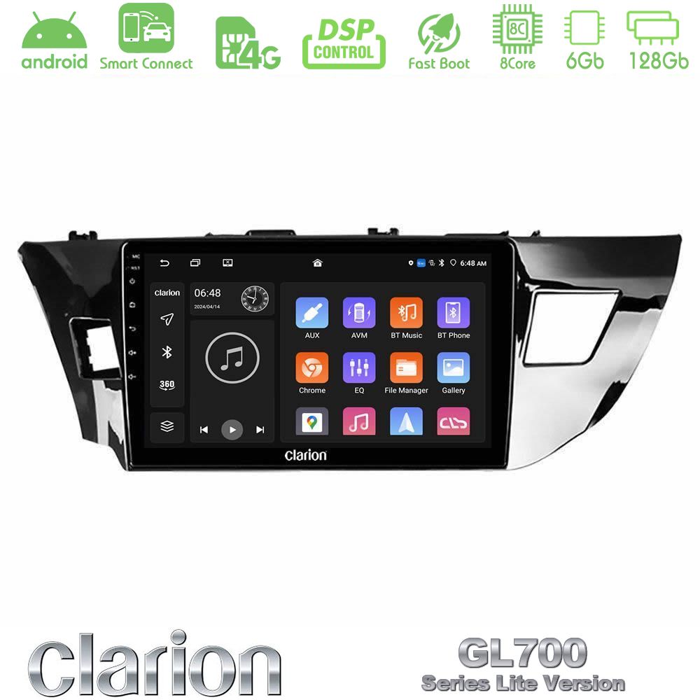 Clarion GL700 Lite Series 8Core Android ClarionOS 6+128GB Toyota Corolla 2014-2016 Navigation Multimedia Tablet 10" Με Carplay & Android Auto