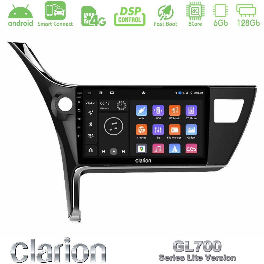 Clarion GL700 Lite Series 8Core Android ClarionOS 6+128GB Toyota Corolla 2017-2018 Navigation Multimedia Tablet 10" Με Carplay & Android Auto