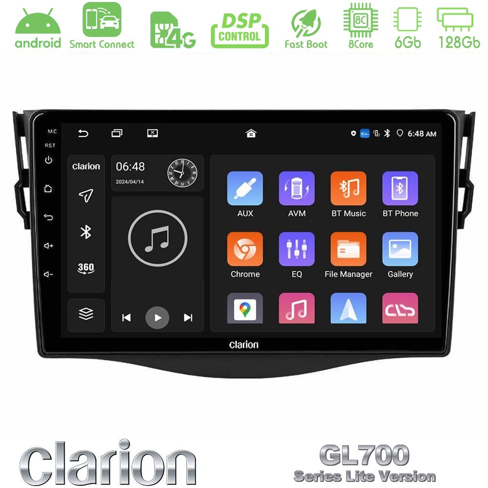 Clarion GL700 Lite Series 8Core Android ClarionOS 6+128GB Toyota RAV4 Navigation Multimedia Tablet 9" Με Carplay & Android Auto