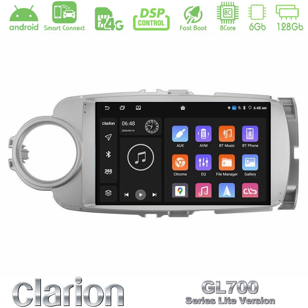 Clarion GL700 Lite Series 8Core Android ClarionOS 6+128GB Toyota Yaris Navigation Multimedia Tablet 9" Με Carplay & Android Auto