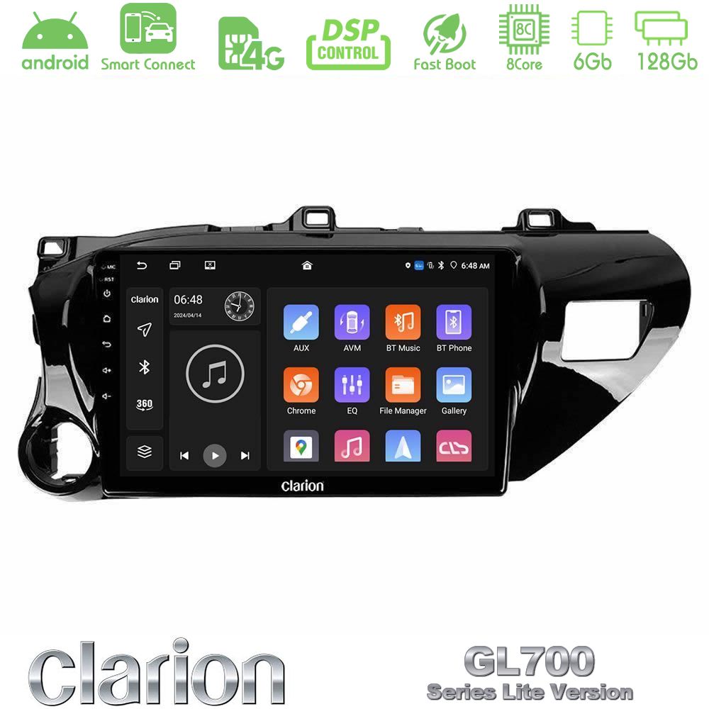 Clarion GL700 Lite Series 8Core Android ClarionOS 6+128GB Toyota Hilux 2017-2021 Navigation Multimedia Tablet 10" Με Carplay & Android Auto