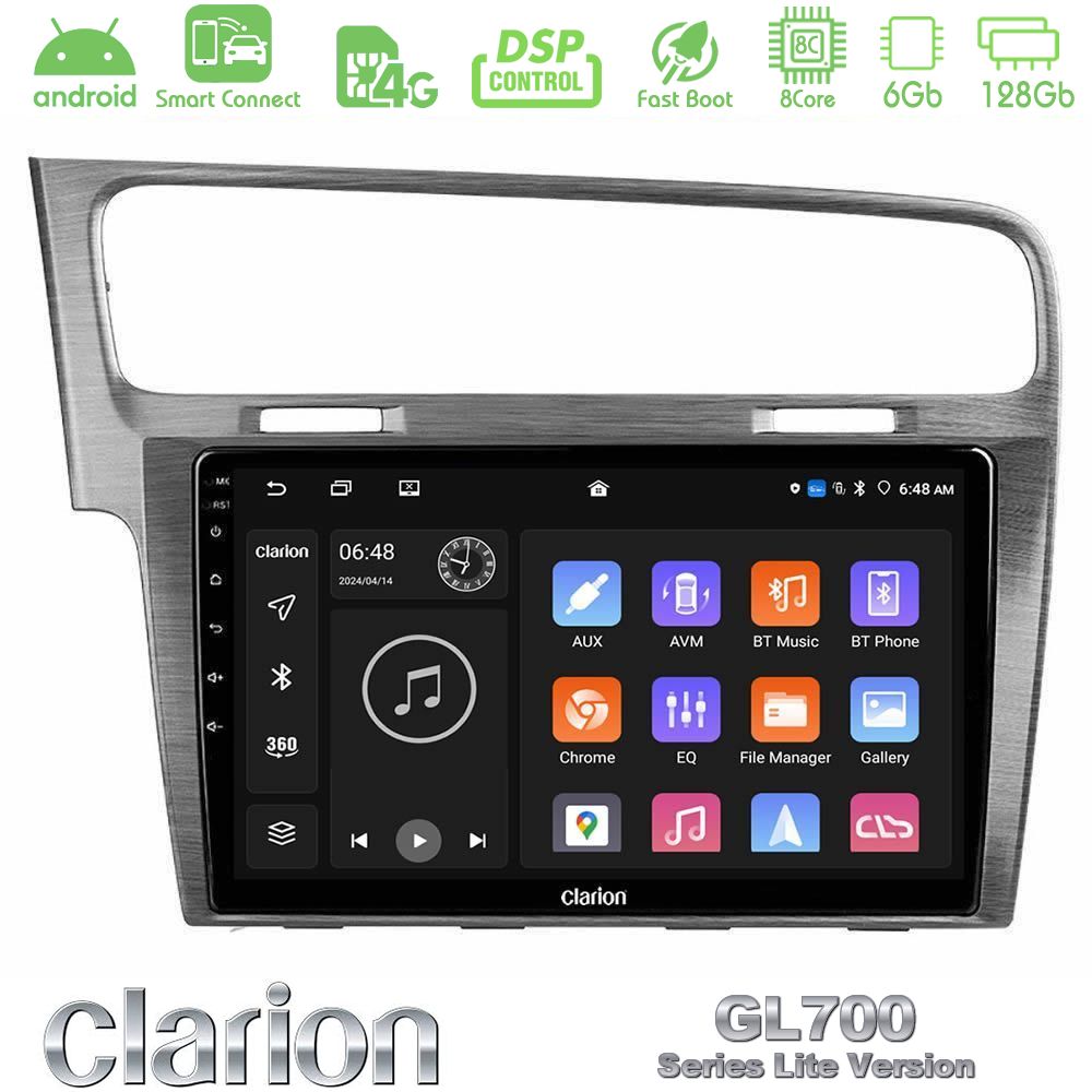 Clarion GL700 Lite Series 8Core Android ClarionOS 6+128GB VW GOLF 7 Navigation Multimedia Tablet 10" Με Carplay & Android Auto