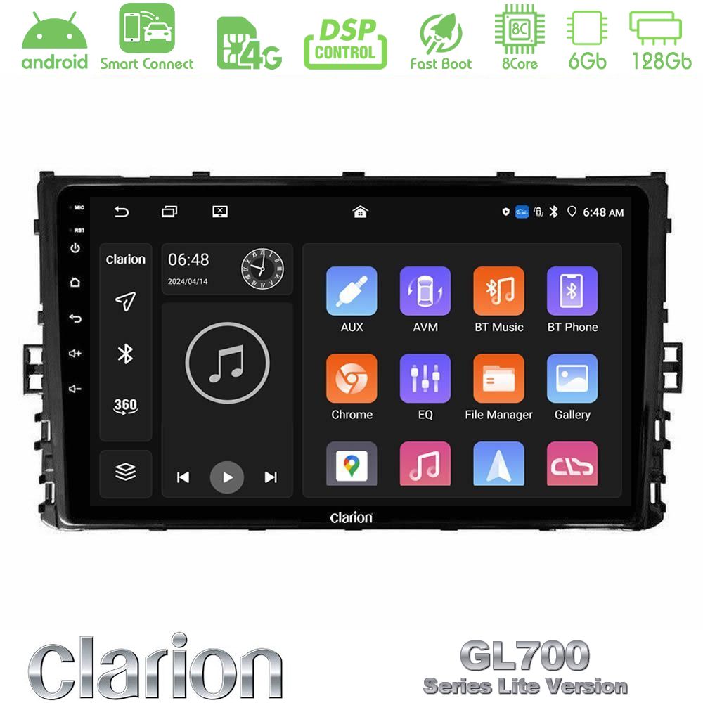 Clarion GL700 Lite Series 8Core Android ClarionOS 6+128GB VW MQB 2017-> Navigation Multimedia Tablet 9" Με Carplay & Android Auto