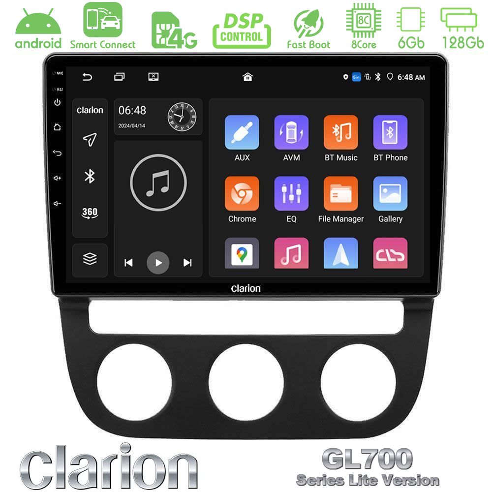 Clarion GL700 Lite Series 8Core Android ClarionOS 6+128GB VW Jetta Navigation Multimedia Tablet 10" Με Carplay & Android Auto
