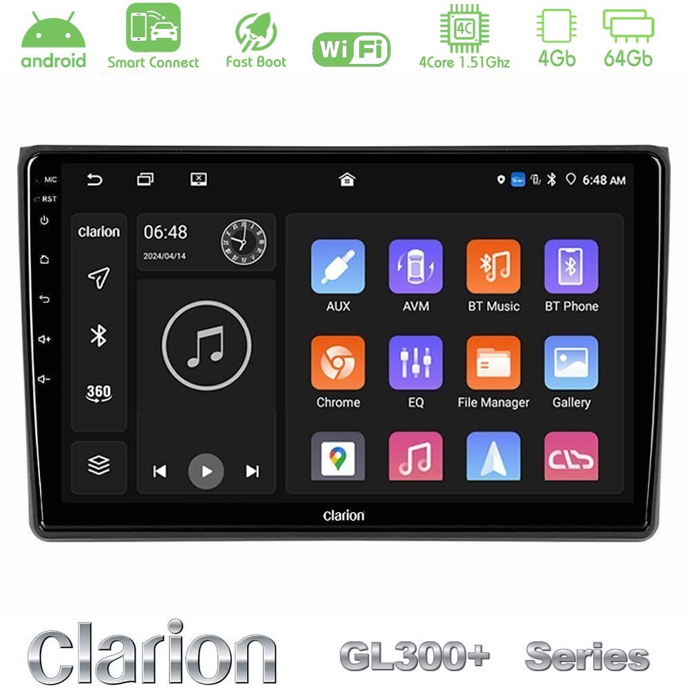 Clarion GL300+ Series 4Core Android ClarionOS 4+64GB  Audi A4 B7 Navigation Multimedia Tablet 9"