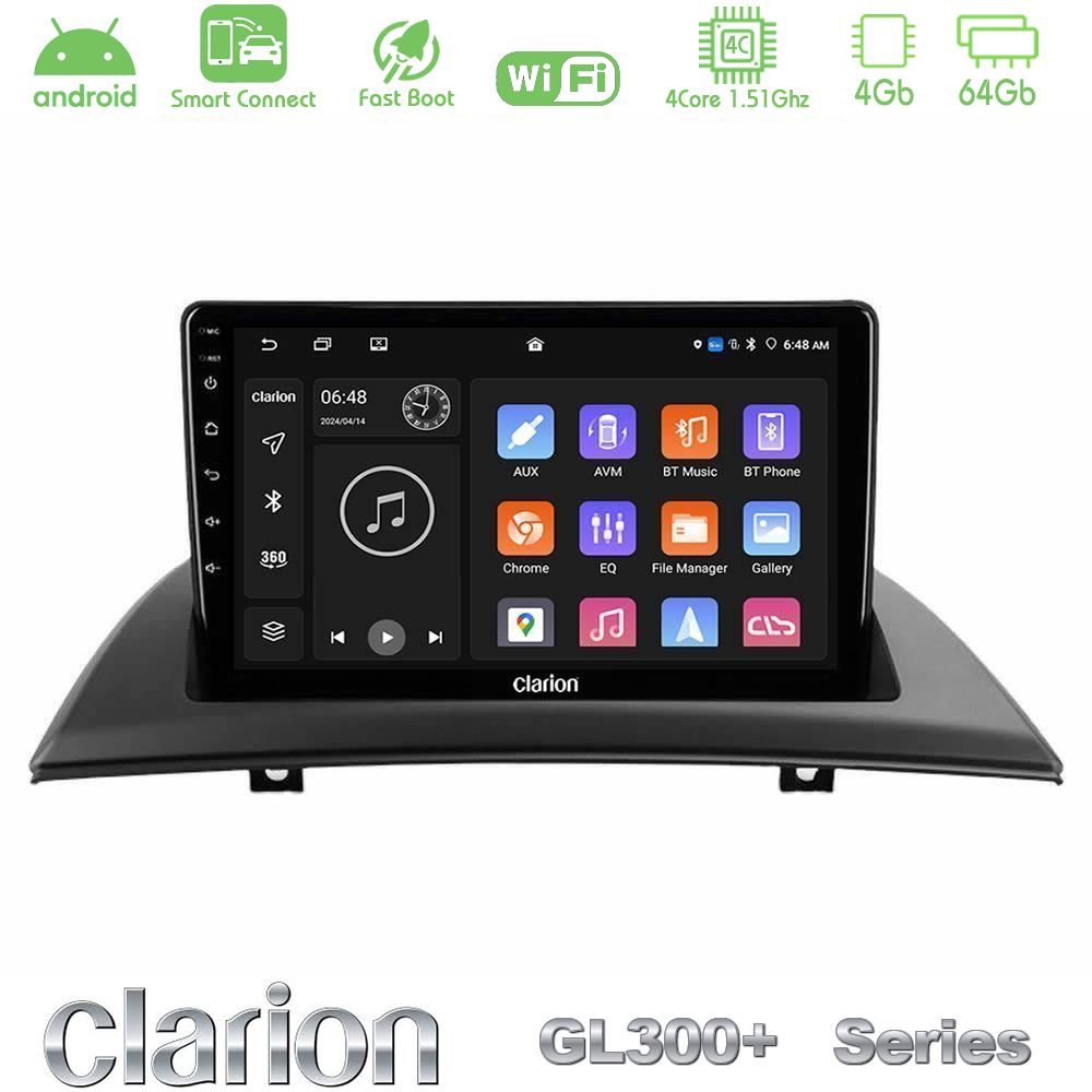Clarion GL300+ Series 4Core Android ClarionOS 4+64GB  BMW E83 Navigation Multimedia Tablet 9"