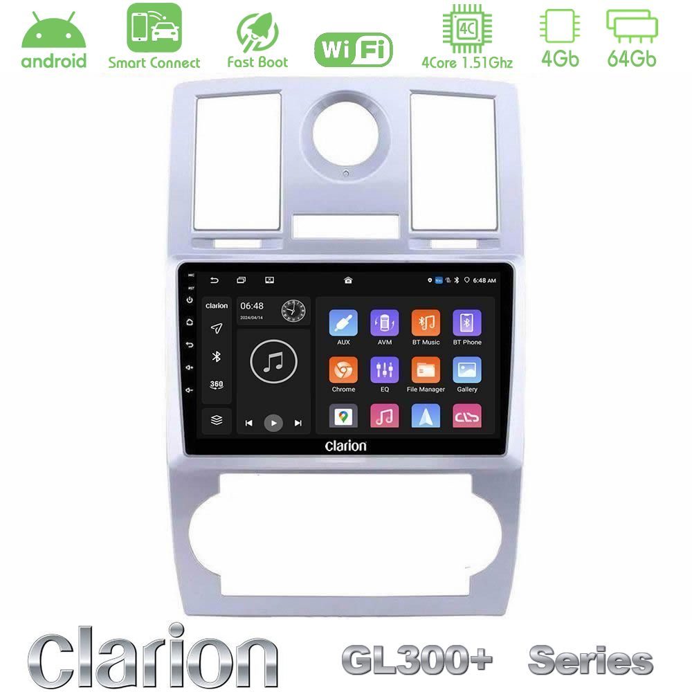 Clarion GL300+ Series 4Core Android ClarionOS 4+64GB  Chrysler 300C Navigation Multimedia Tablet 9"