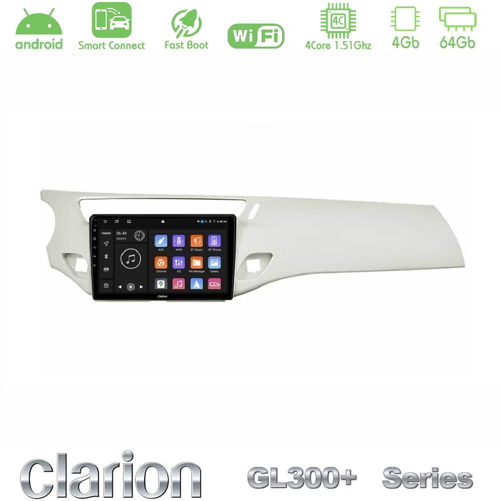 Clarion GL300+ Series 4Core Android ClarionOS 4+64GB  Citroen C3 2009-2016 Navigation Multimedia Tablet 9"    (Άσπρο)