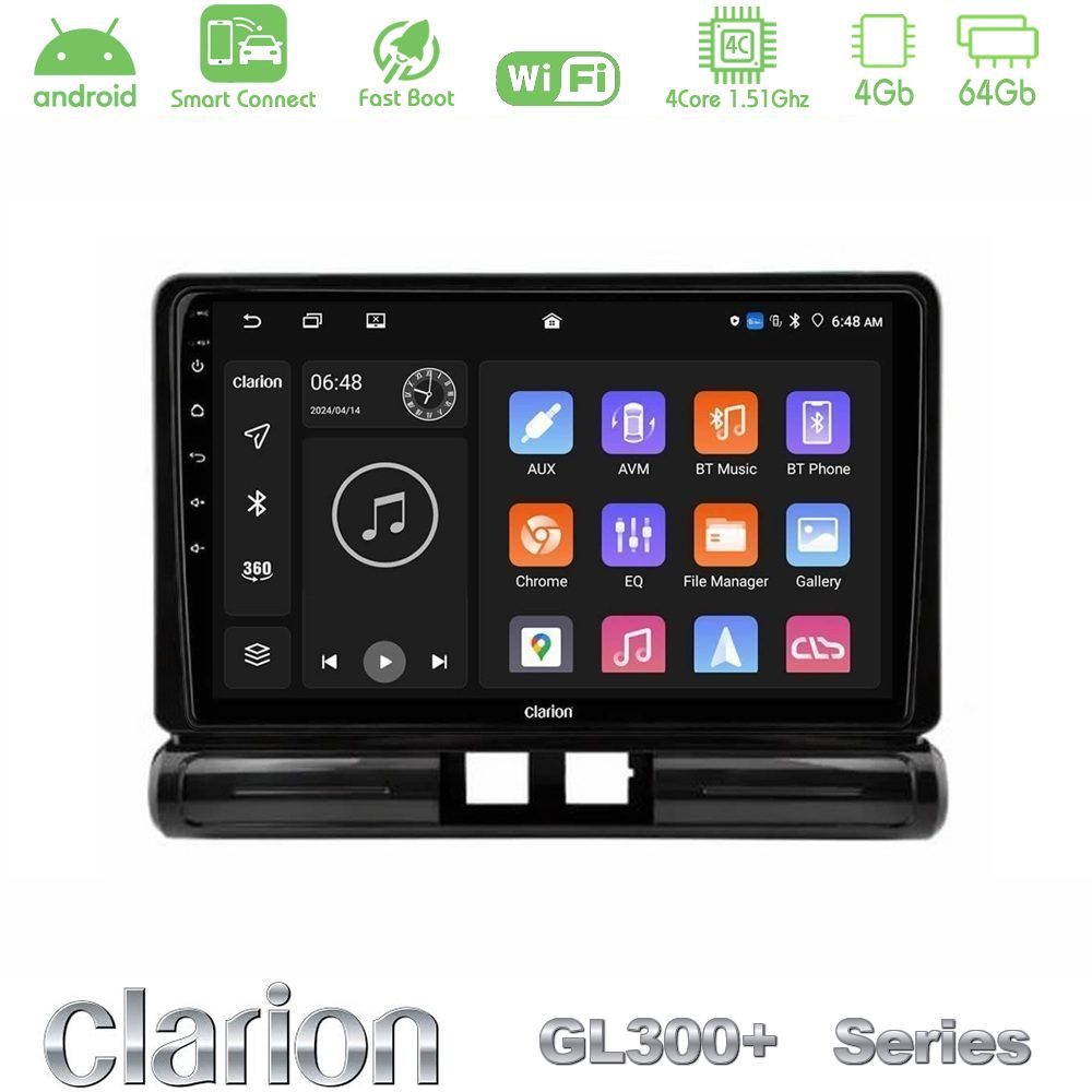 Clarion GL300+ Series 4Core Android ClarionOS 4+64GB  Citroen C3 2016-> Navigation Multimedia Tablet 9"    (Low Version))