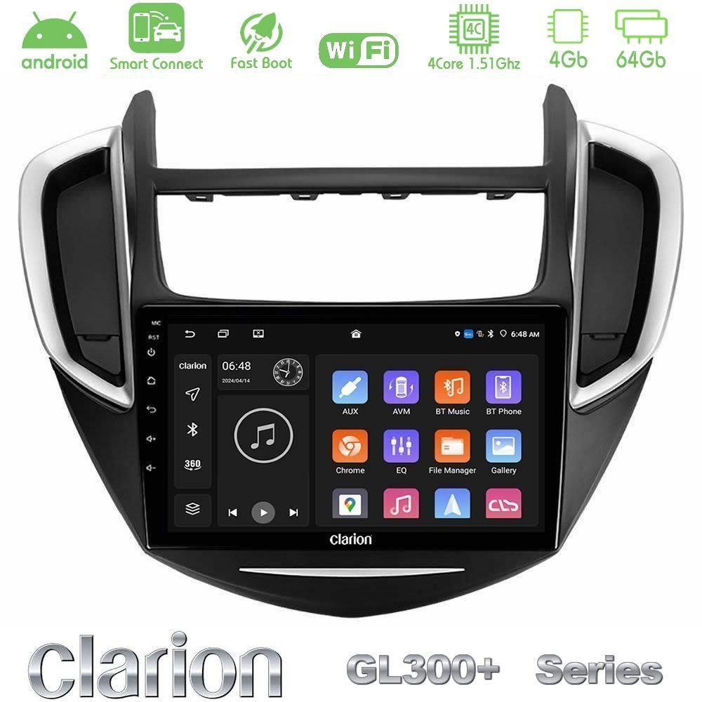 Clarion GL300+ Series 4Core Android ClarionOS 4+64GB  Chevrolet Trax 2013-2020 Navigation Multimedia Tablet 9"
