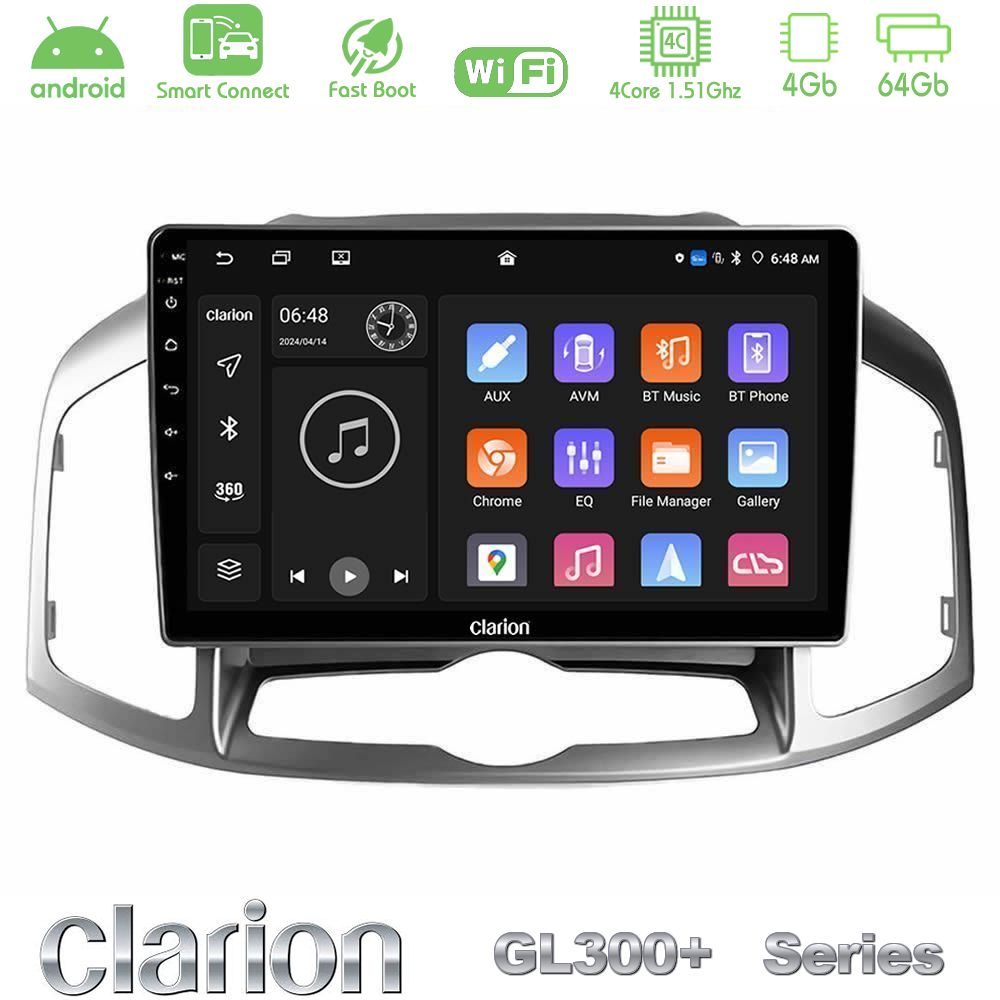 Clarion GL300+ Series 4Core Android ClarionOS 4+64GB  Chevrolet Captiva 2012-2016 Navigation Multimedia Tablet 9"