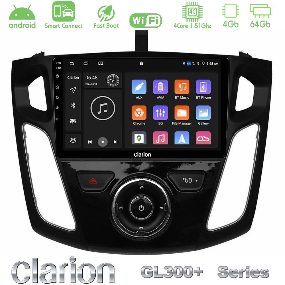 Clarion GL300+ Series 4Core Android ClarionOS 4+64GB  Ford Focus 2012-2018 Navigation Multimedia Tablet 9"
