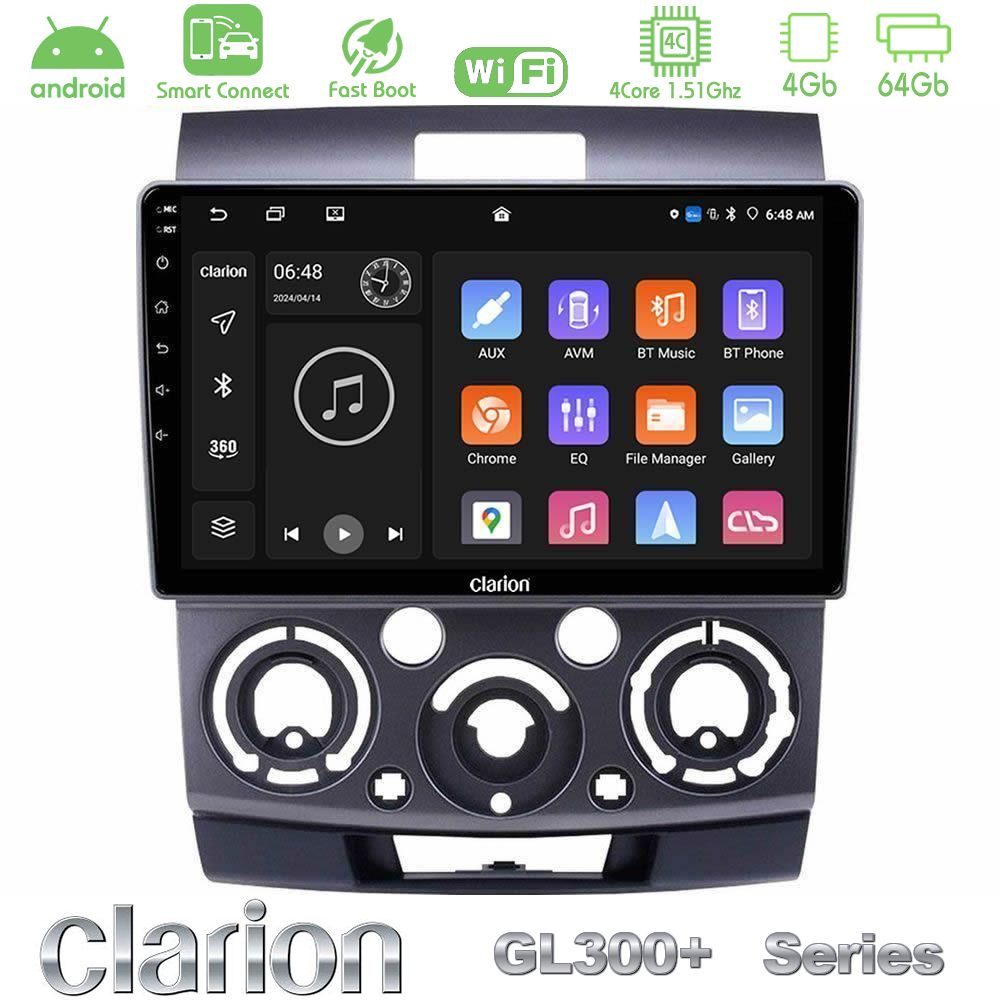 Clarion GL300+ Series 4Core Android ClarionOS 4+64GB  Ford Ranger/Mazda BT50 Navigation Multimedia Tablet 9"