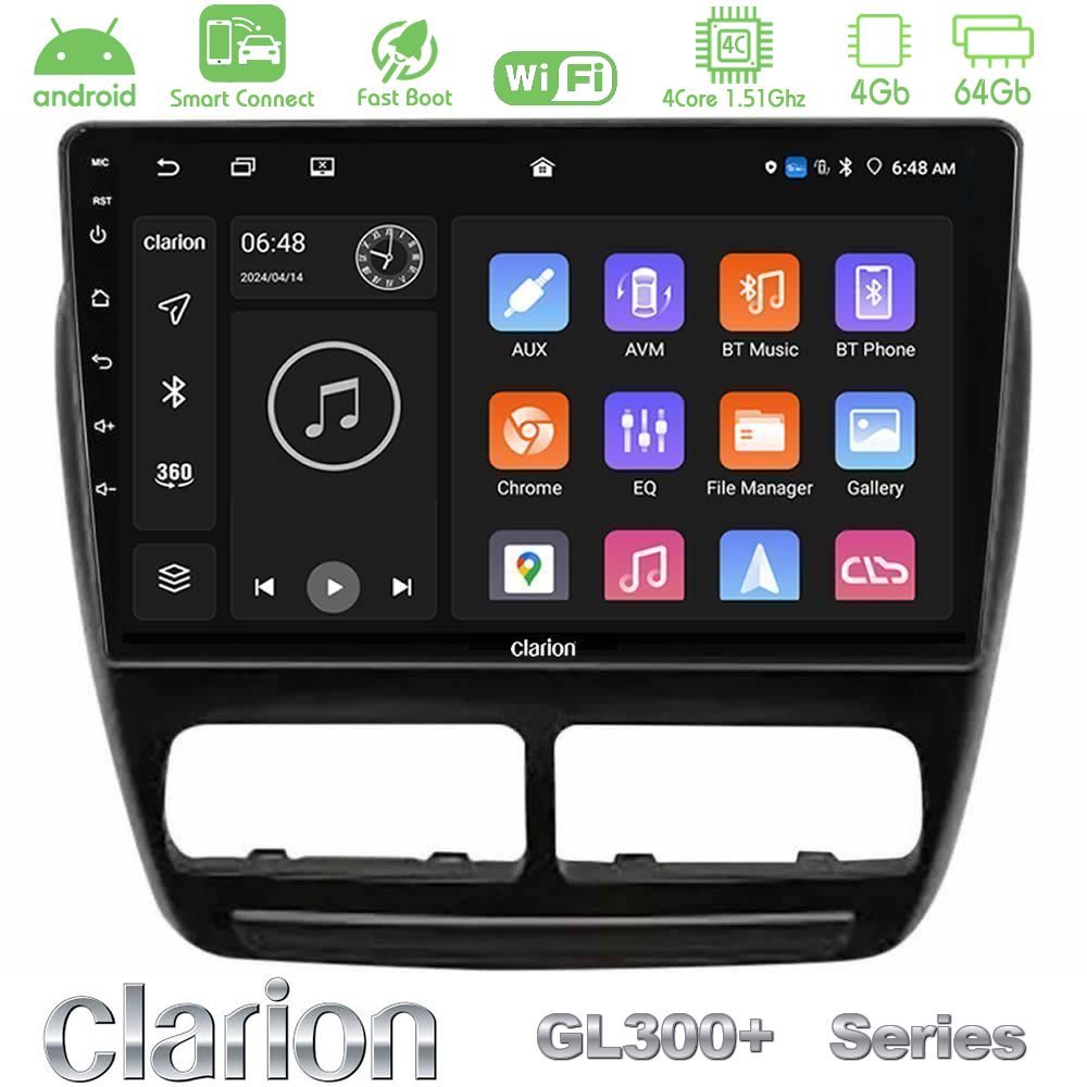 Clarion GL300+ Series 4Core Android ClarionOS 4+64GB  Fiat Doblo / Opel Combo 2010-2014 Navigation Multimedia Tablet 9"