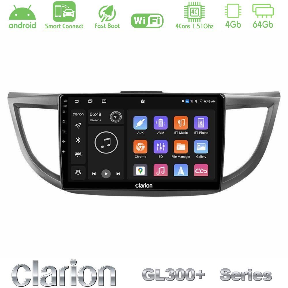 Clarion GL300+ Series 4Core Android ClarionOS 4+64GB  Honda CRV 2012-2017 Navigation Multimedia Tablet 9"