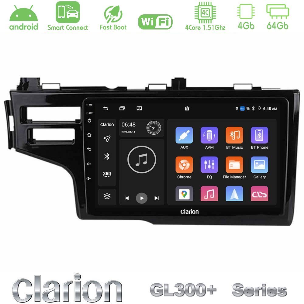 Clarion GL300+ Series 4Core Android ClarionOS 4+64GB  Honda Jazz 2013-2020 Navigation Multimedia Tablet 9"