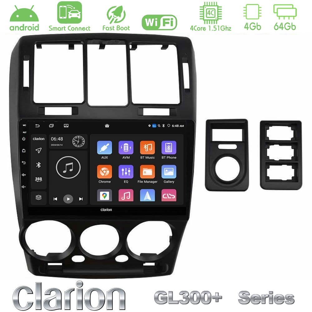 Clarion GL300+ Series 4Core Android ClarionOS 4+64GB  Hyundai Getz 2002-2009 Navigation Multimedia Tablet 9"