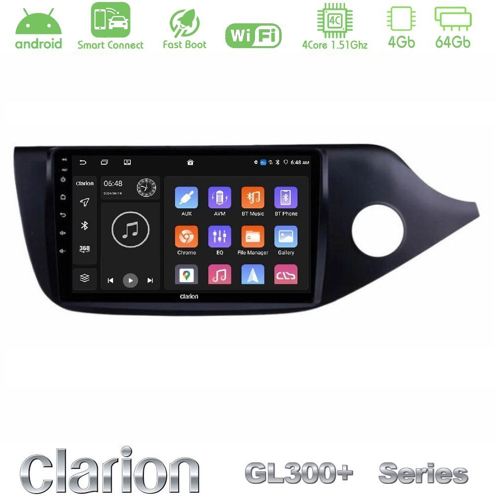 Clarion GL300+ Series 4Core Android ClarionOS 4+64GB Kia Cee’d/ProCeed 2013-2017 RHD Navigation Multimedia Tablet 9"