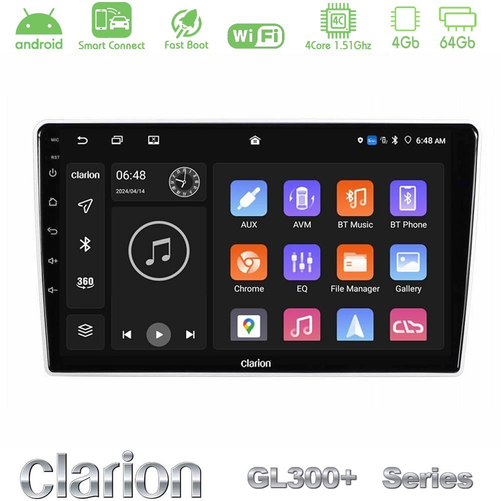 Clarion GL300+ Series 4Core Android ClarionOS 4+64GB  Kia Sportage 2005-2008 Navigation Multimedia Tablet 9"