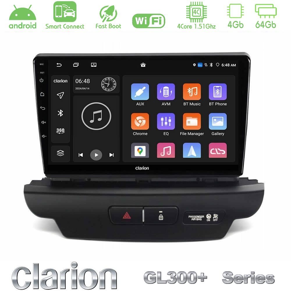 Clarion GL300+ Series 4Core Android ClarionOS 4+64GB  Kia Ceed 2018-2023 Navigation Multimedia Tablet 9"   (Low Version)