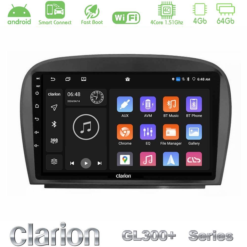 Clarion GL300+ Series 4Core Android ClarionOS 4+64GB  Mercedes SL Class 2005-2011 Navigation Multimedia Tablet 9"