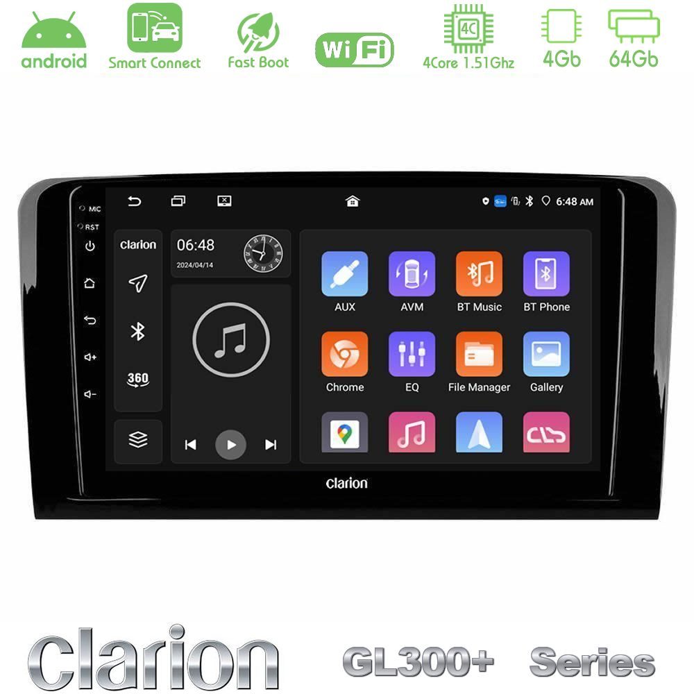 Clarion GL300+ Series 4Core Android ClarionOS 4+64GB  Mercedes ML/GL Class Navigation Multimedia Tablet 9"