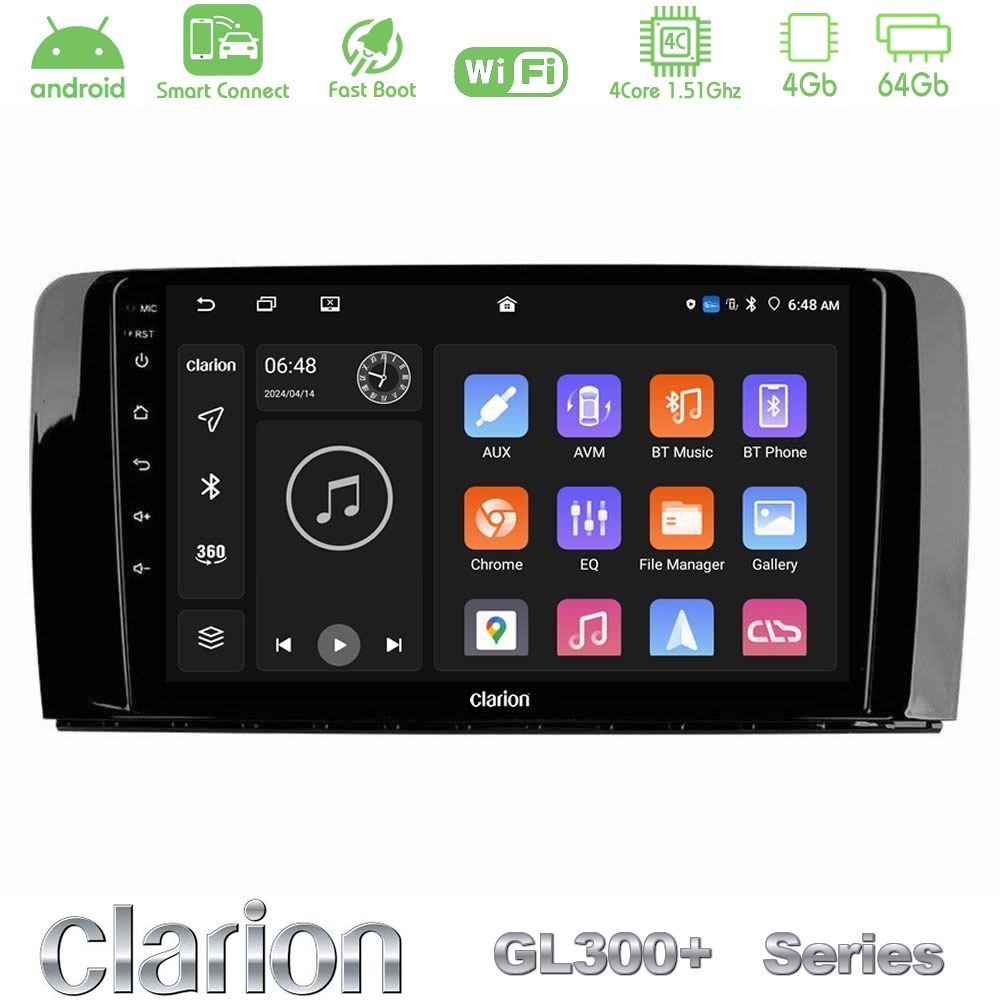 Clarion GL300+ Series 4Core Android ClarionOS 4+64GB  Mercedes R Class Navigation Multimedia Tablet 9"